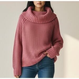 Charlotte Russe Dark Pink Cableknit Cowl Neck Cozy Sweater Women's M